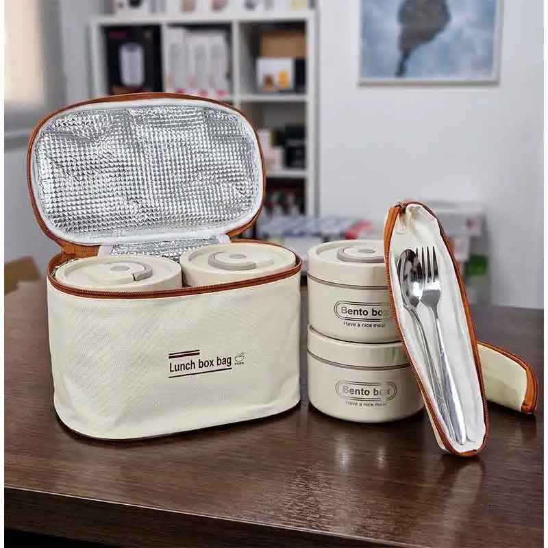 Lunch Box Isotherme 4 Pièces avec Sac Thermique Hermétique