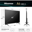 TV Hisense 65A6Q 65 pouces Smart UHD 4K VIDAA avec Dolby Vision et DTS Virtual:X
