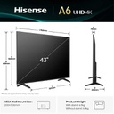 TV Hisense 43A6Q 43 pouces Smart UHD 4K VIDAA avec Dolby Vision et DTS Virtual:X