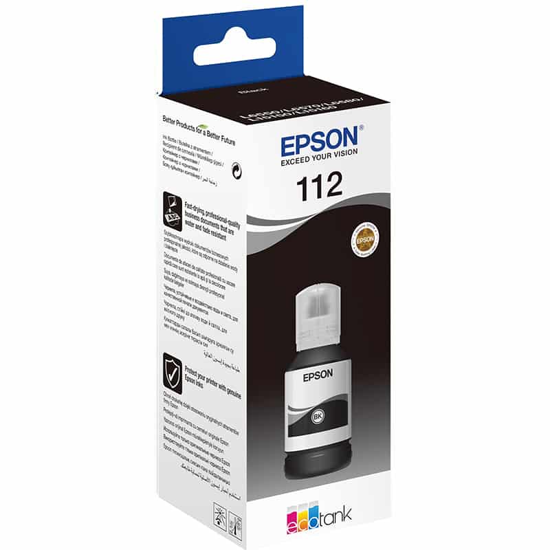 Epson 112 Noir - Bouteille d'encre EcoTank d'origine