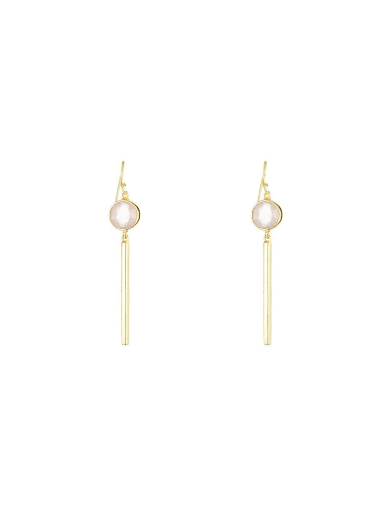 Boucles d'oreilles Moonstone 'Solange' Quartz Rose (3E/C366Roj)