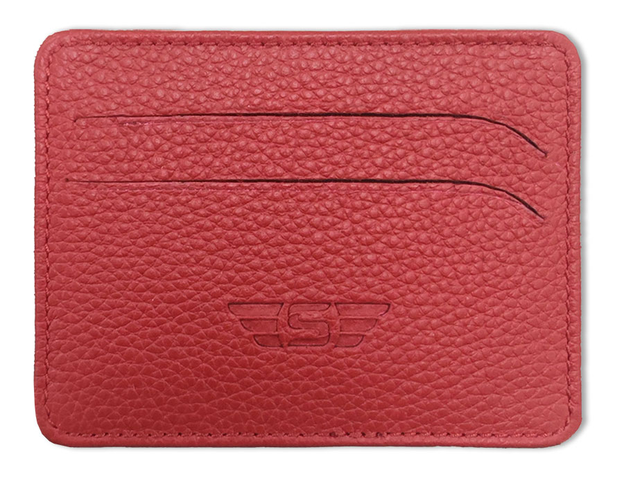 Porte carte cuir véritable rouge Legend