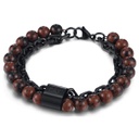 Bracelet pour homme Caterpillar serti d'obsidiennes (J013B08114)