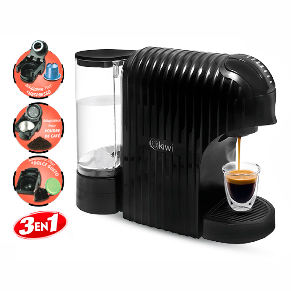 Machine à café kiwi à capsules Nespresso 3 en 1, café moulu