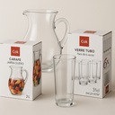 Pack carafe en verre 2L + 6 verres TUBO 31 cl