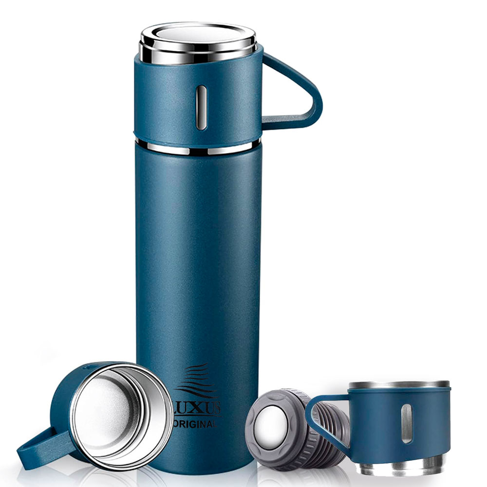 Thermos 3 tasses chaud et froid 500 ml - LUXUS bouteille Bleu