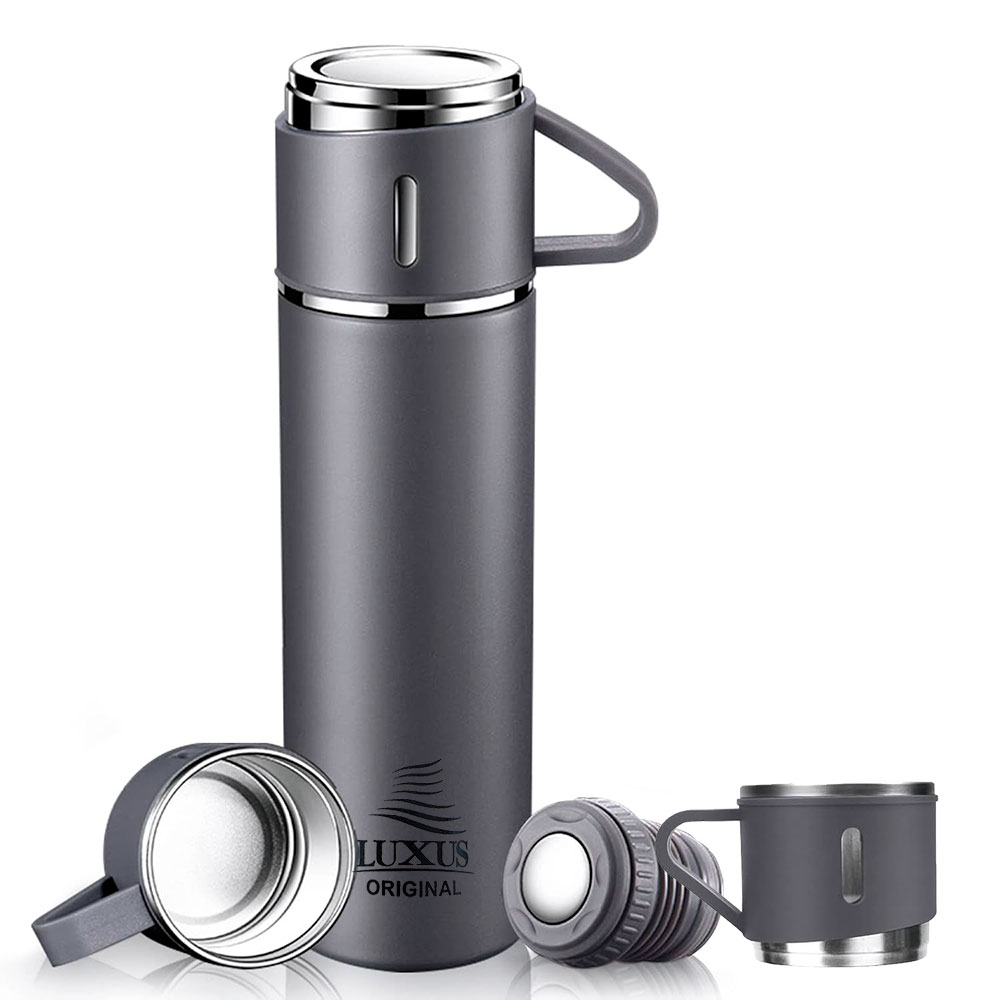Thermos 3 tasses chaud et froid 500 ml - LUXUS bouteille Grise