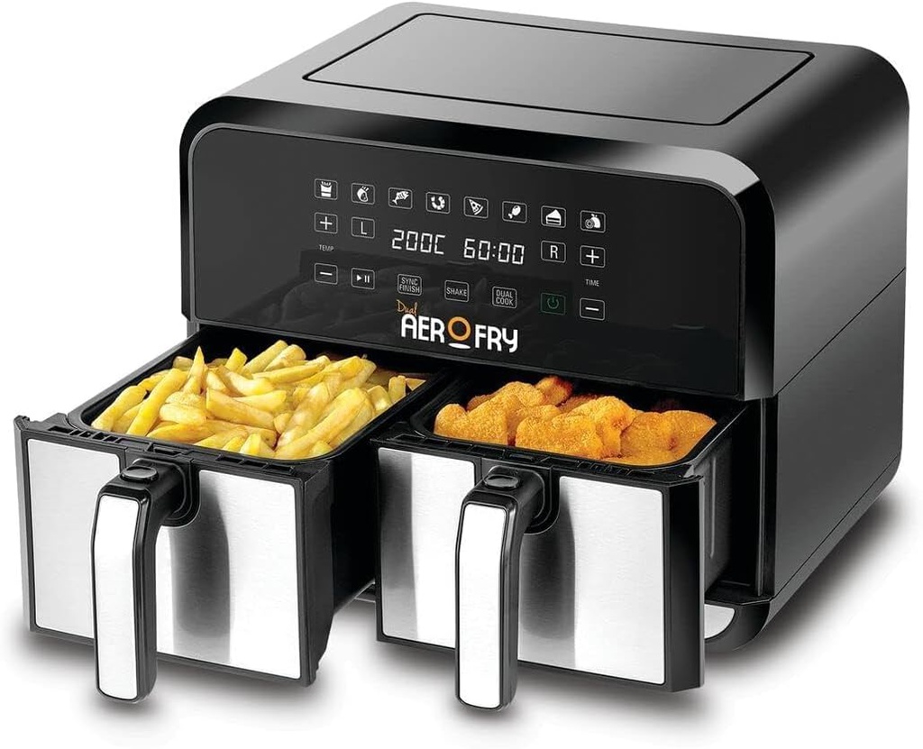 Air fryer Double 4L + 4L Aerofry en acier Black + Decker