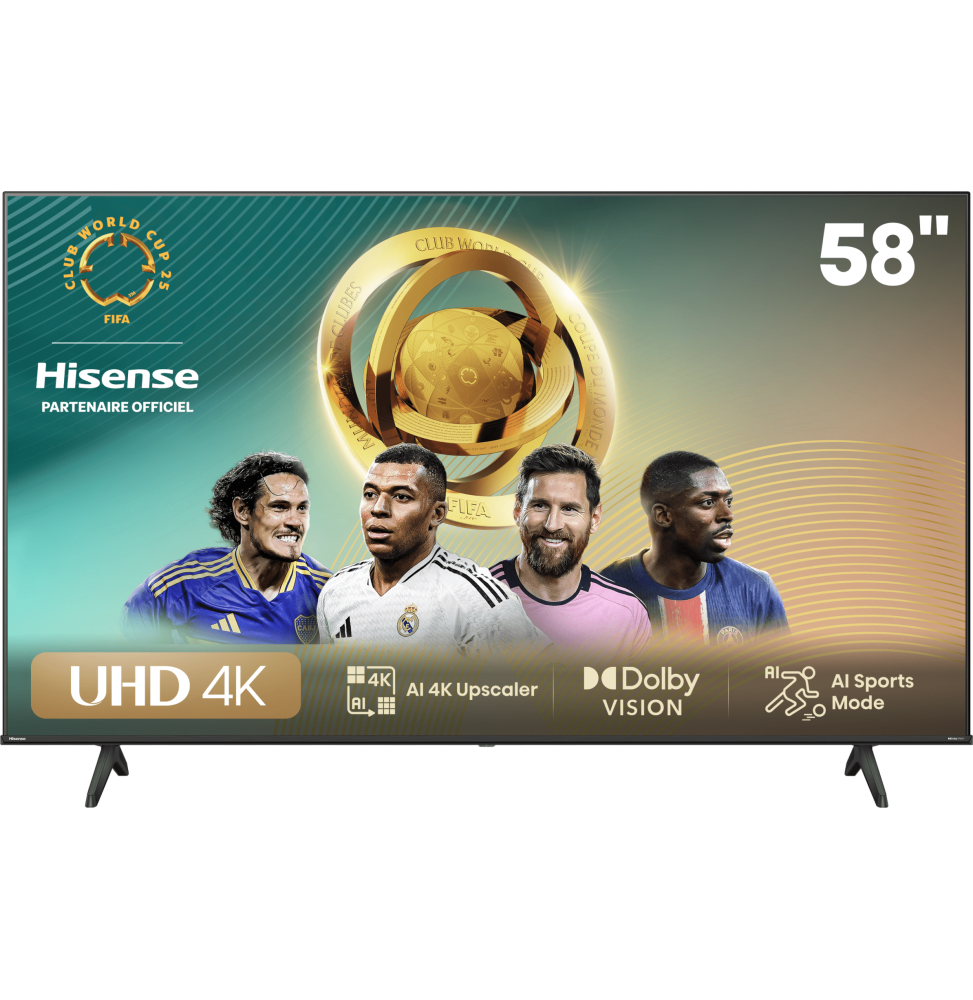 Téléviseur Hisense 58" Smart UHD 58A6N + Récepteur intégré