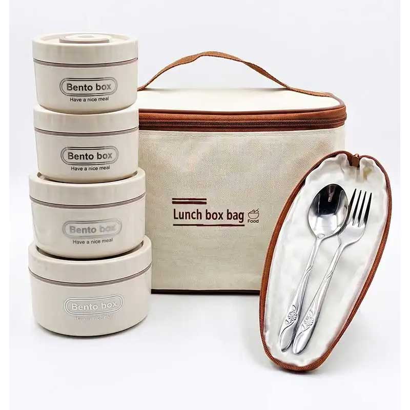 Lunch Box Isotherme 4 Pièces avec Sac Thermique Hermétique