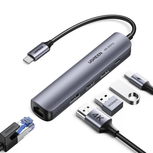 [10919] Mini Station d accueil Ugreen USB-C 5 en 1 avec PD(Power Delivery) 100W Recharge (10919)