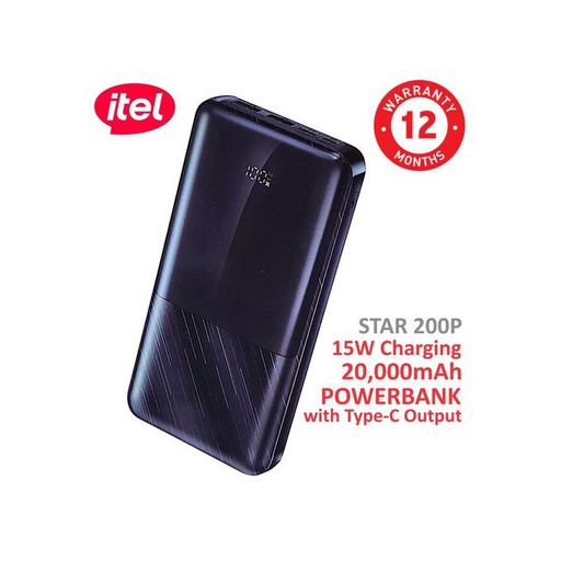 [STAR200P] itel Power Bank STAR200P Fast Charging Type-C 15W