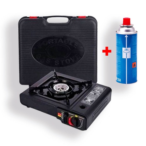 [BDZ-155A] Réchaud à gaz portable portatif en acier inoxydable + cartouche de Gaz
