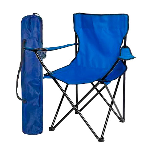[YG-251BLEU] Chaise de plage ou camping Premium pliante avec sac et porte-gobelet, Bleu