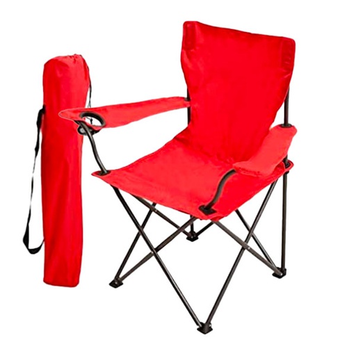[YG-251ROUGE] Chaise de plage ou camping Premium pliante avec sac et porte-gobelet, rouge