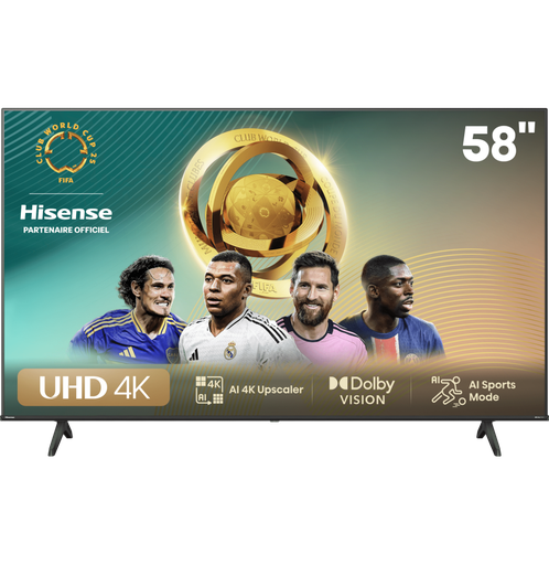 [HIS58A6N] Téléviseur Hisense 58" Smart UHD 58A6N + Récepteur intégré